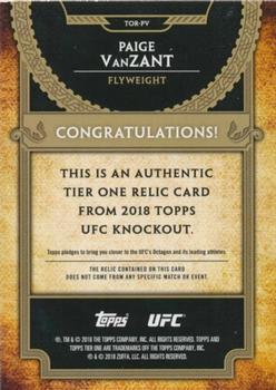 2018 Topps UFC Knockout - Tier One Relics Blue #TOR-PV Paige VanZant Back