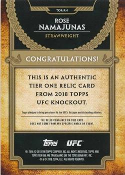 2018 Topps UFC Knockout - Tier One Relics Blue #TOR-RN Rose Namajunas Back