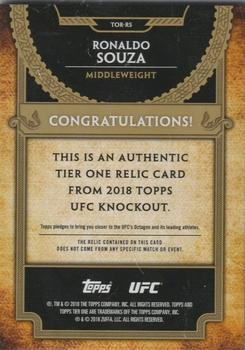 2018 Topps UFC Knockout - Tier One Relics Blue #TOR-RS Ronaldo Souza Back