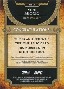 2018 Topps UFC Knockout - Tier One Relics Blue #TOR-SM Stipe Miocic Back