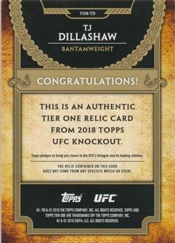 2018 Topps UFC Knockout - Tier One Relics Blue #TOR-TD TJ Dillashaw Back