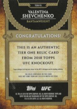 2018 Topps UFC Knockout - Tier One Relics Blue #TOR-VS Valentina Shevchenko Back
