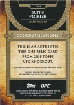 2018 Topps UFC Knockout - Tier One Relics Red #TOR-DP Dustin Poirier Back