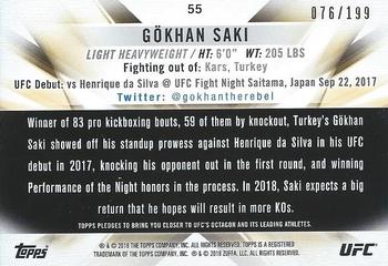 2018 Topps UFC Knockout - Green #55 Gökhan Saki Back