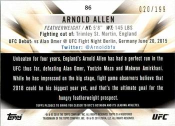 2018 Topps UFC Knockout - Green #86 Arnold Allen Back