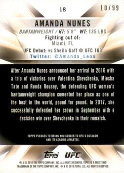 2018 Topps UFC Knockout - Blue #18 Amanda Nunes Back