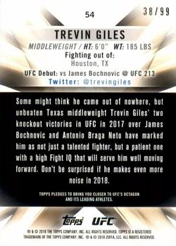 2018 Topps UFC Knockout - Blue #54 Trevin Giles Back