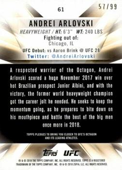 2018 Topps UFC Knockout - Blue #61 Andrei Arlovski Back