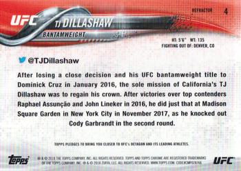 2018 Topps Chrome UFC - Refractor #4 TJ Dillashaw Back