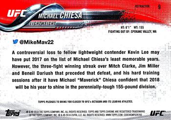 2018 Topps Chrome UFC - Refractor #9 Michael Chiesa Back