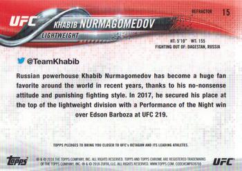 2018 Topps Chrome UFC - Refractor #15 Khabib Nurmagomedov Back