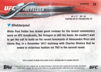 2018 Topps Chrome UFC - Refractor #30 Paul Felder Back