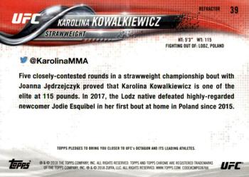 2018 Topps Chrome UFC - Refractor #39 Karolina Kowalkiewicz Back