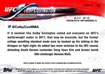 2018 Topps Chrome UFC - Refractor #40 Colby Covington Back