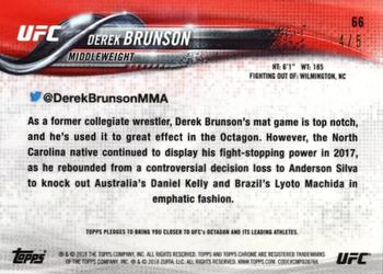 2018 Topps Chrome UFC - Red #66 Derek Brunson Back