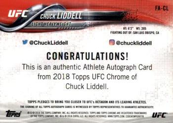 2018 Topps Chrome UFC - Autographs #FA-CL Chuck Liddell Back
