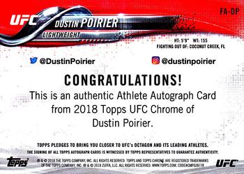 2018 Topps Chrome UFC - Autographs #FA-DP Dustin Poirier Back