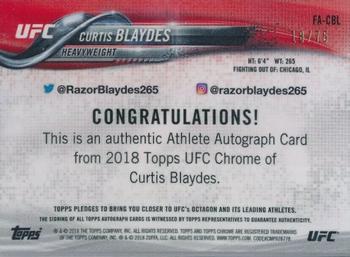 2018 Topps Chrome UFC - Autographs Blue Wave #FA-CBL Curtis Blaydes Back