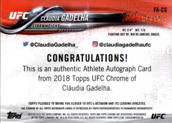 2018 Topps Chrome UFC - Autographs Blue Wave #FA-CG Cláudia Gadelha Back