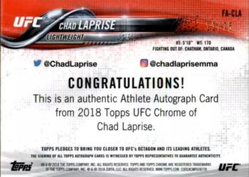 2018 Topps Chrome UFC - Autographs Blue Wave #FA-CLA Chad Laprise Back