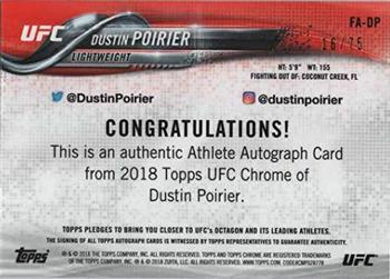 2018 Topps Chrome UFC - Autographs Blue Wave #FA-DP Dustin Poirier Back