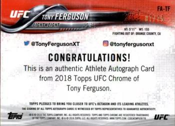 2018 Topps Chrome UFC - Autographs Blue Wave #FA-FT Tony Ferguson Back