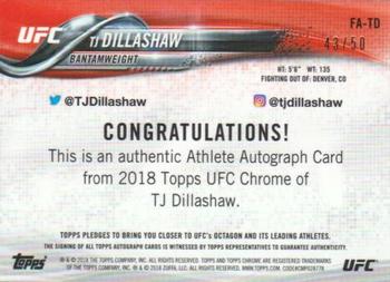 2018 Topps Chrome UFC - Autographs Gold #FA-TD TJ Dillashaw Back