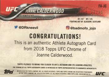 2018 Topps Chrome UFC - Autographs Orange #FA-JC Joanne Calderwood Back