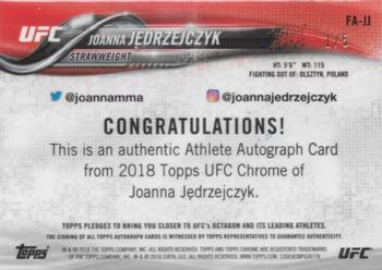 2018 Topps Chrome UFC - Autographs Red #FA-JJ Joanna Jędrzejczyk Back
