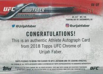 2018 Topps Chrome UFC - Autographs SuperFractor #FA-UF Urijah Faber Back