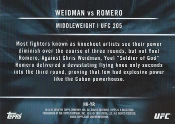 2018 Topps Chrome UFC - Notable Knockouts #NK-YR Yoel Romero Back