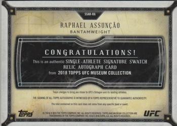2018 Topps UFC Museum Collection - Signature Swatch Single Relic Autographs #SSAR-RA Raphael Assuncao Back