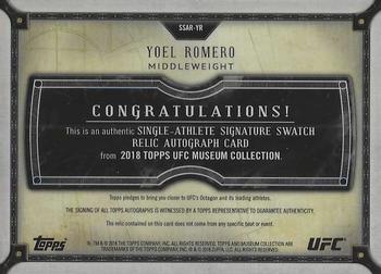 2018 Topps UFC Museum Collection - Signature Swatch Single Relic Autographs #SSAR-YR Yoel Romero Back