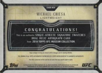 2018 Topps UFC Museum Collection - Signature Swatch Dual Relic Autographs Gold #SSADR-MCH Michael Chiesa Back