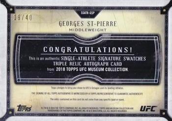 2018 Topps UFC Museum Collection - Signature Swatch Triple Relic Autographs #SSATR-GSP Georges St-Pierre Back