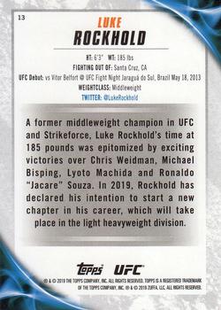 2019 Topps UFC Knockout #13 Luke Rockhold Back