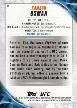 2019 Topps UFC Knockout #35 Kamaru Usman Back