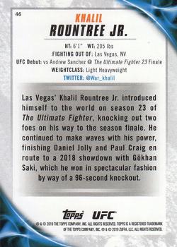 2019 Topps UFC Knockout #46 Khalil Rountree Jr. Back