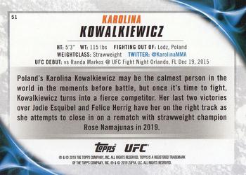 2019 Topps UFC Knockout #51 Karolina Kowalkiewicz Back