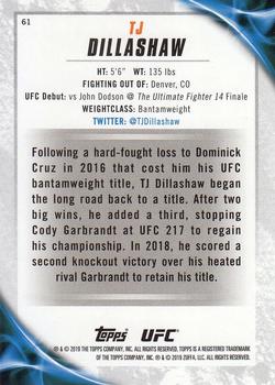 2019 Topps UFC Knockout #61 TJ Dillashaw Back