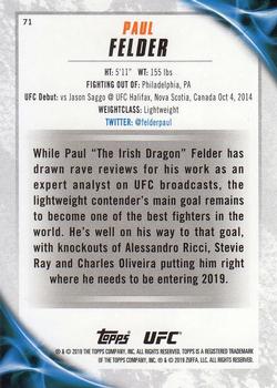 2019 Topps UFC Knockout #71 Paul Felder Back
