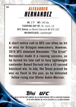 2019 Topps UFC Knockout #89 Alexander Hernandez Back