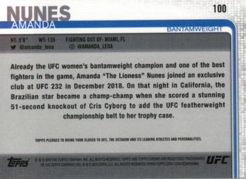 2019 Topps Chrome UFC #100 Amanda Nunes Back