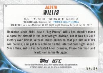 2019 Topps UFC Knockout - Blue #67 Justin Willis Back
