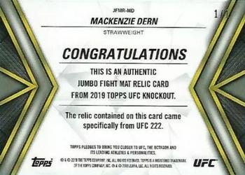 2019 Topps UFC Knockout - Jumbo Fight Mat Relics Gold #JFMR-MD Mackenzie Dern Back