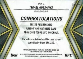 2019 Topps UFC Knockout - Jumbo Fight Mat Relics Purple #JFMR-IA Israel Adesanya Back