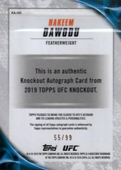 2019 Topps UFC Knockout - Knockout Autographs #KA-HD Hakeem Dawodu Back