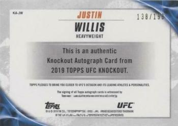 2019 Topps UFC Knockout - Knockout Autographs #KA-JW Justin Willis Back