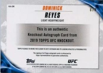 2019 Topps UFC Knockout - Knockout Autographs Red #KA-DR Dominick Reyes Back