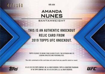 2019 Topps UFC Knockout - Knockout Relics #KR-AN Amanda Nunes Back